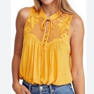 Free People Crosshatch Mesh Tank Top Small